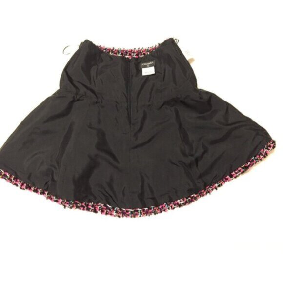 Chanel -Pink Tweed High-Low Hem Flare Mini Skirt. Sz. FR 40 - Picture 6 of 14